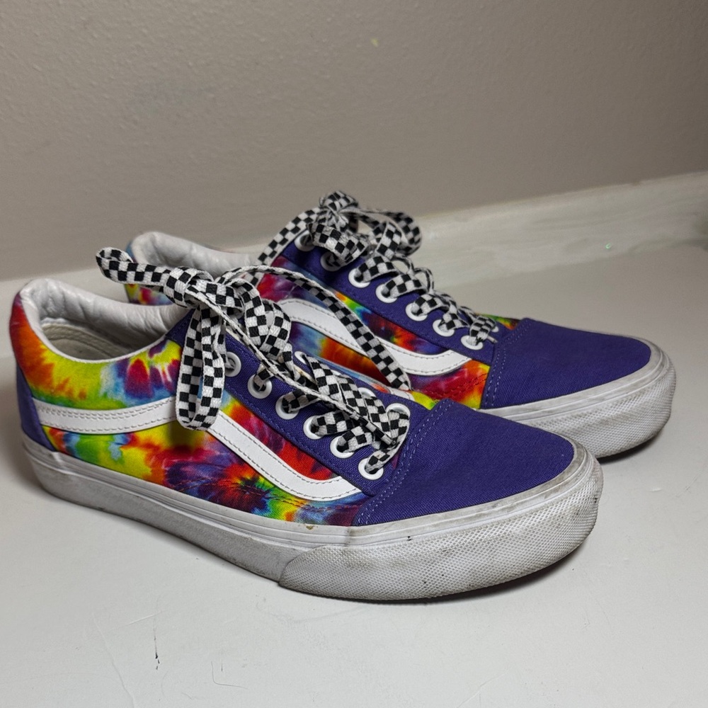 Vans Customs Low Top tie dye purple Shoes Mens 7 Womens 8.5 sneakers